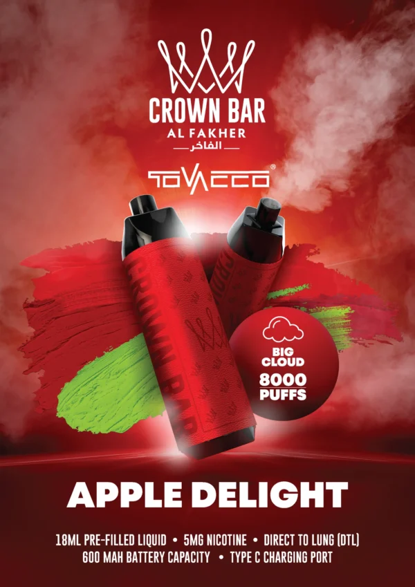 Al Fakher Vape Crown Bar Big Cloud 8000 Puffs 5 Bulk Buy Low Nicotine Rechargeable Disposable Vapes 2
