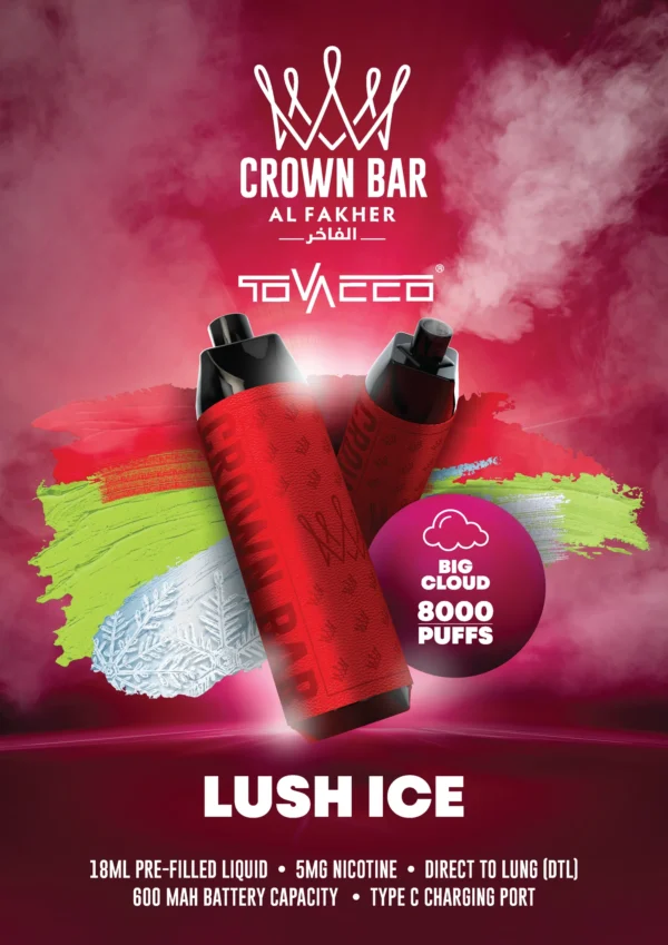 Al Fakher Vape Crown Bar Big Cloud 8000 Puffs 5 Bulk Buy Low Nicotine Rechargeable Disposable Vapes 4