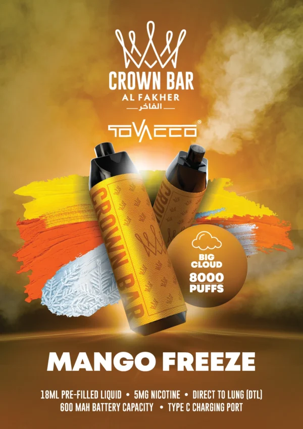 Al Fakher Vape Crown Bar Big Cloud 8000 Puffs 5 Bulk Buy Low Nicotine Rechargeable Disposable Vapes 7